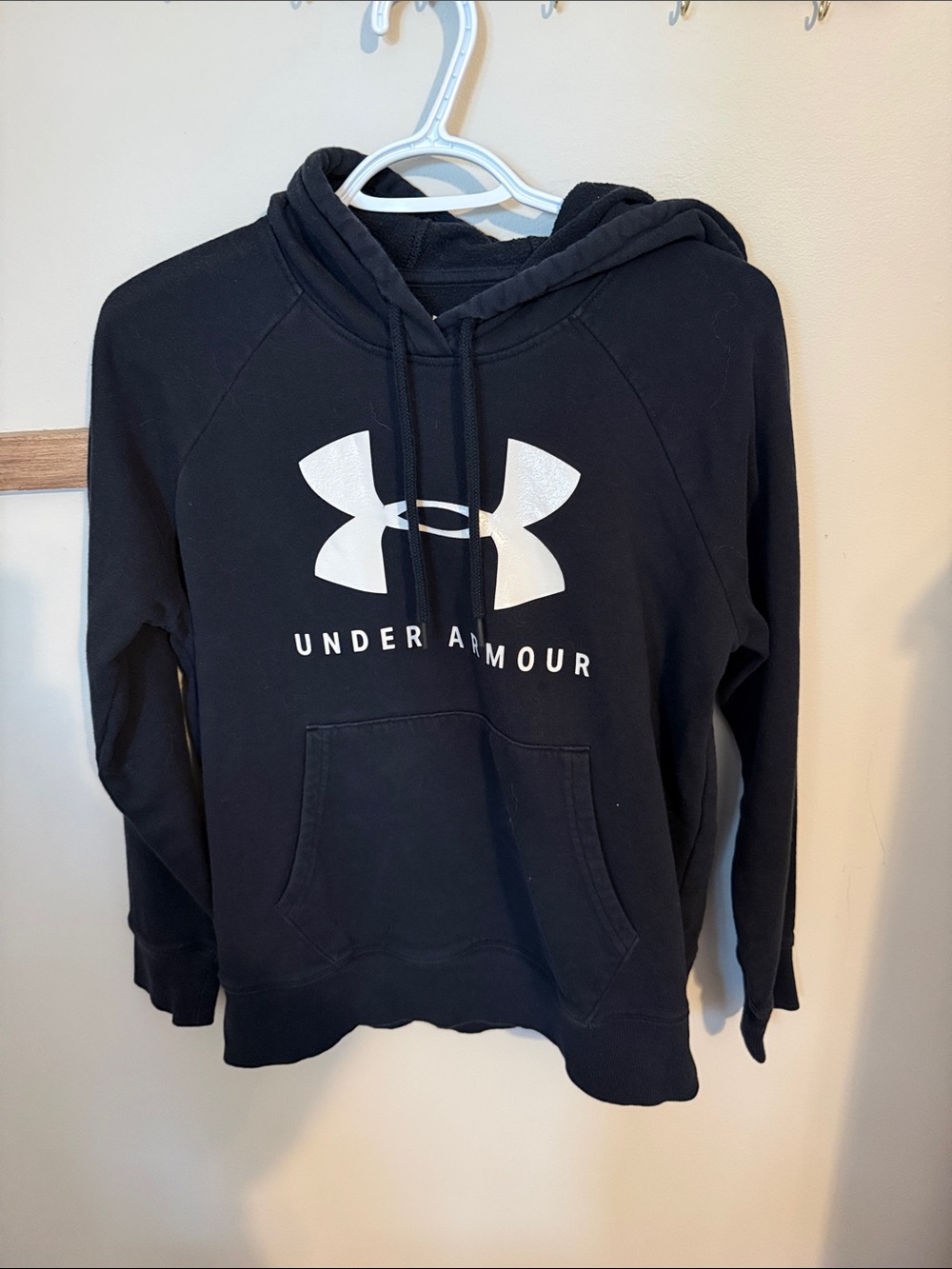 Under Armour Black Hoodie with White Logo - Women’s Crewneck Style